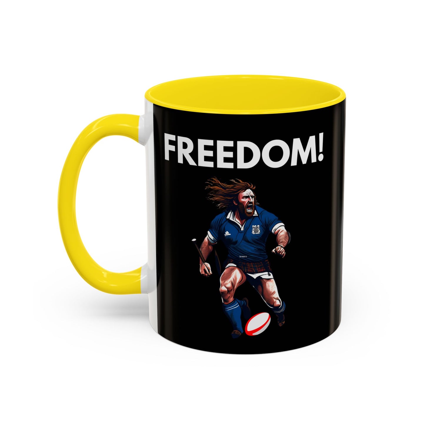 Freedom! William Wallace Themed Scotland Rugby Black 11oz Mug