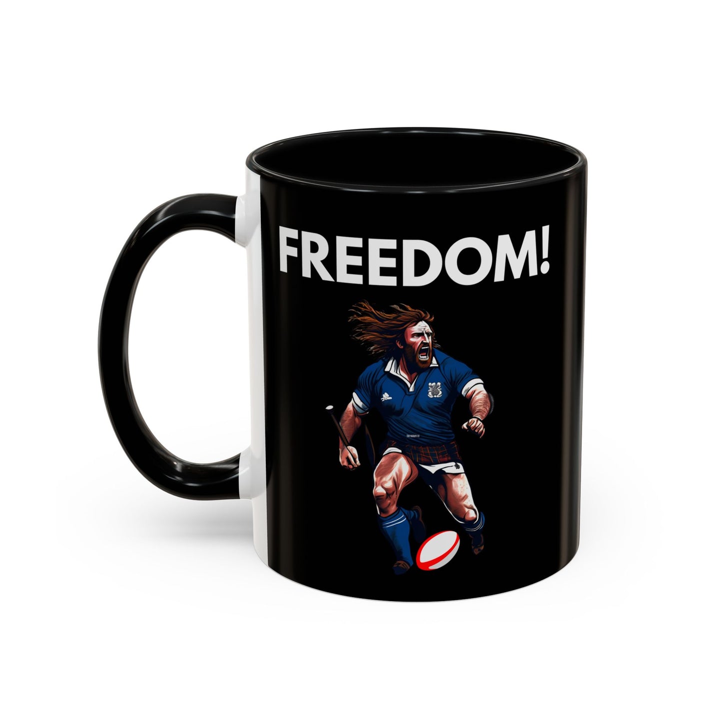 Freedom! William Wallace Themed Scotland Rugby Black 11oz Mug