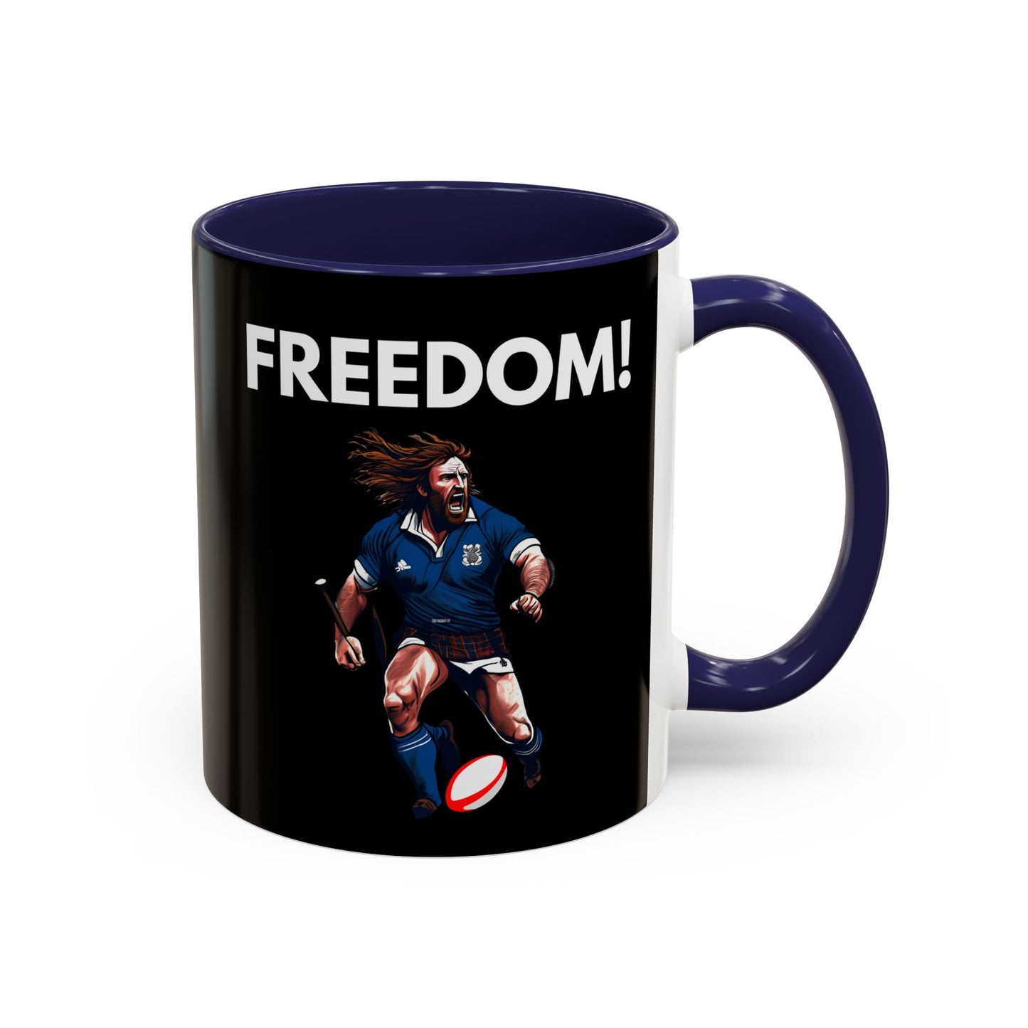 Freedom! William Wallace Themed Scotland Rugby Black 11oz Mug