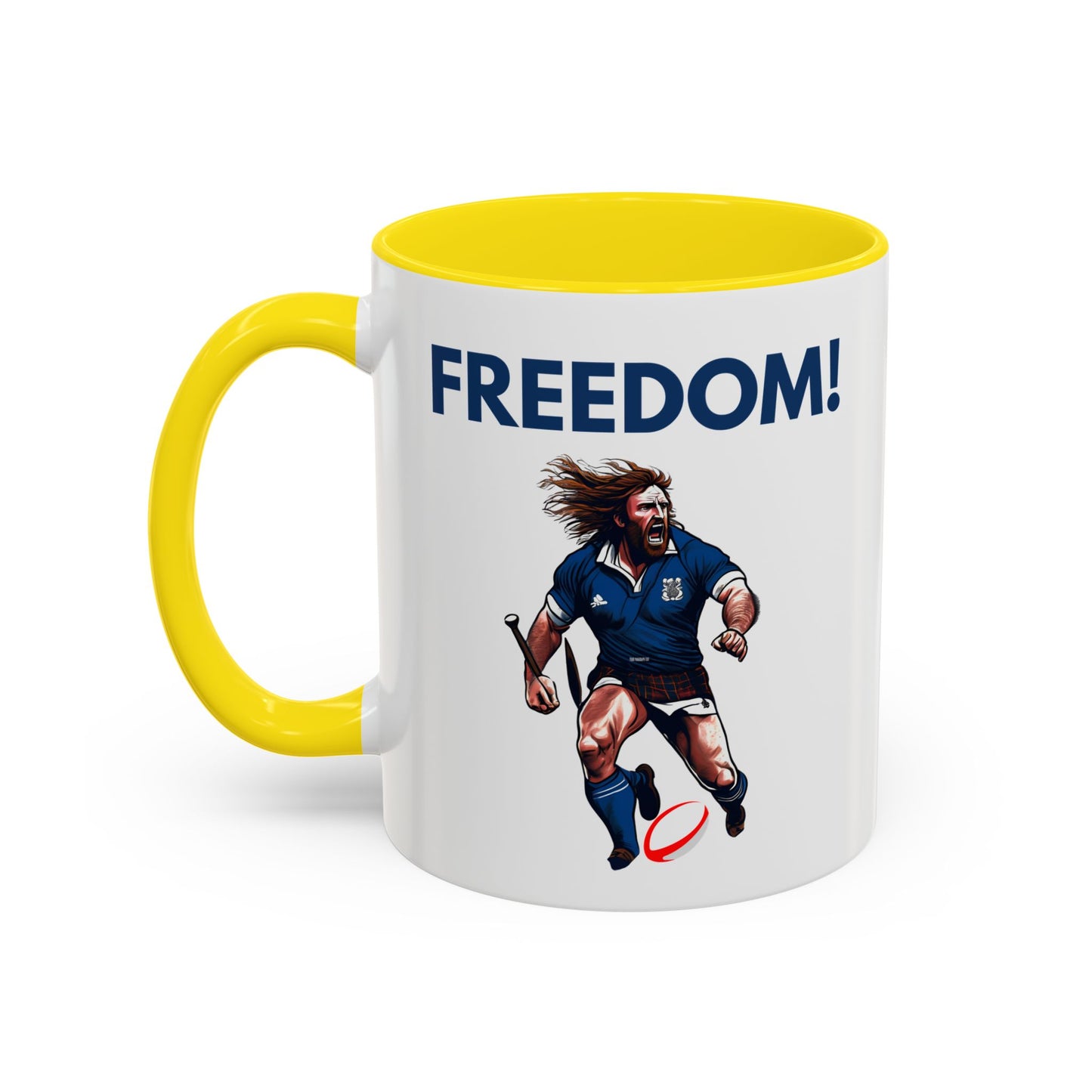 Freedom! William Wallace Themed Scotland Rugby White 11oz Mug