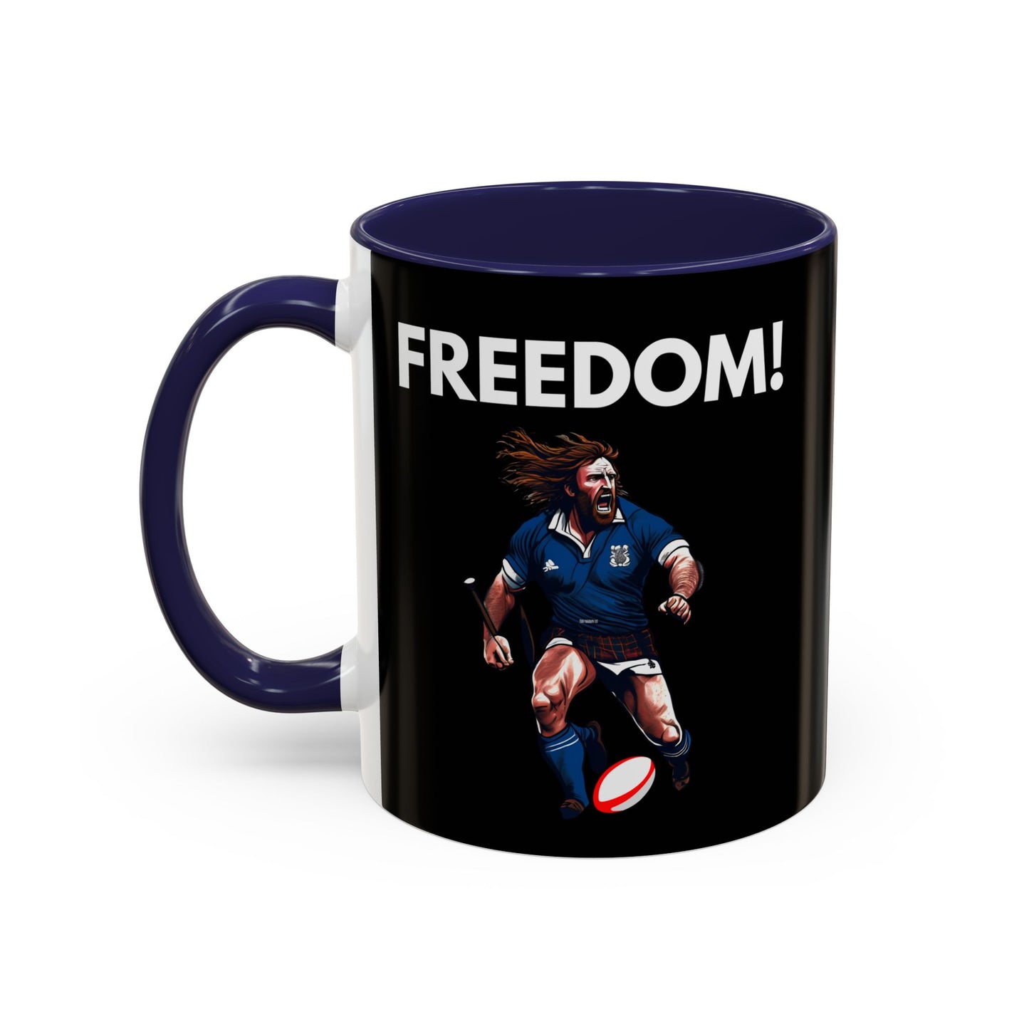 Freedom! William Wallace Themed Scotland Rugby Black 11oz Mug