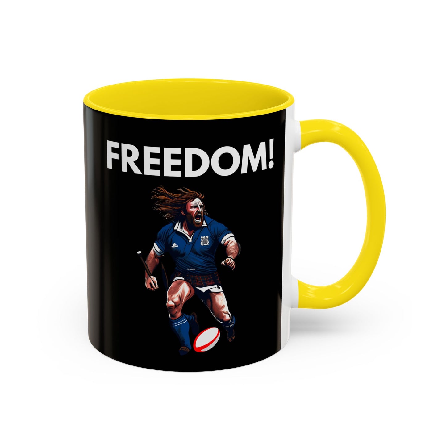 Freedom! William Wallace Themed Scotland Rugby Black 11oz Mug