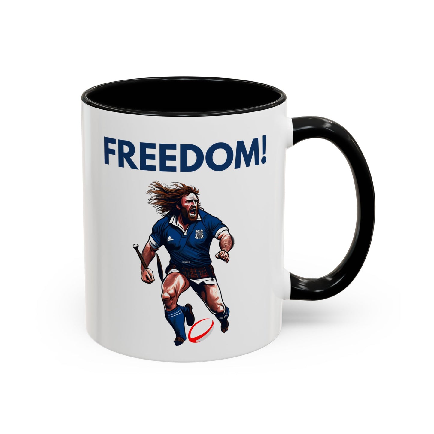 Freedom! William Wallace Themed Scotland Rugby White 11oz Mug