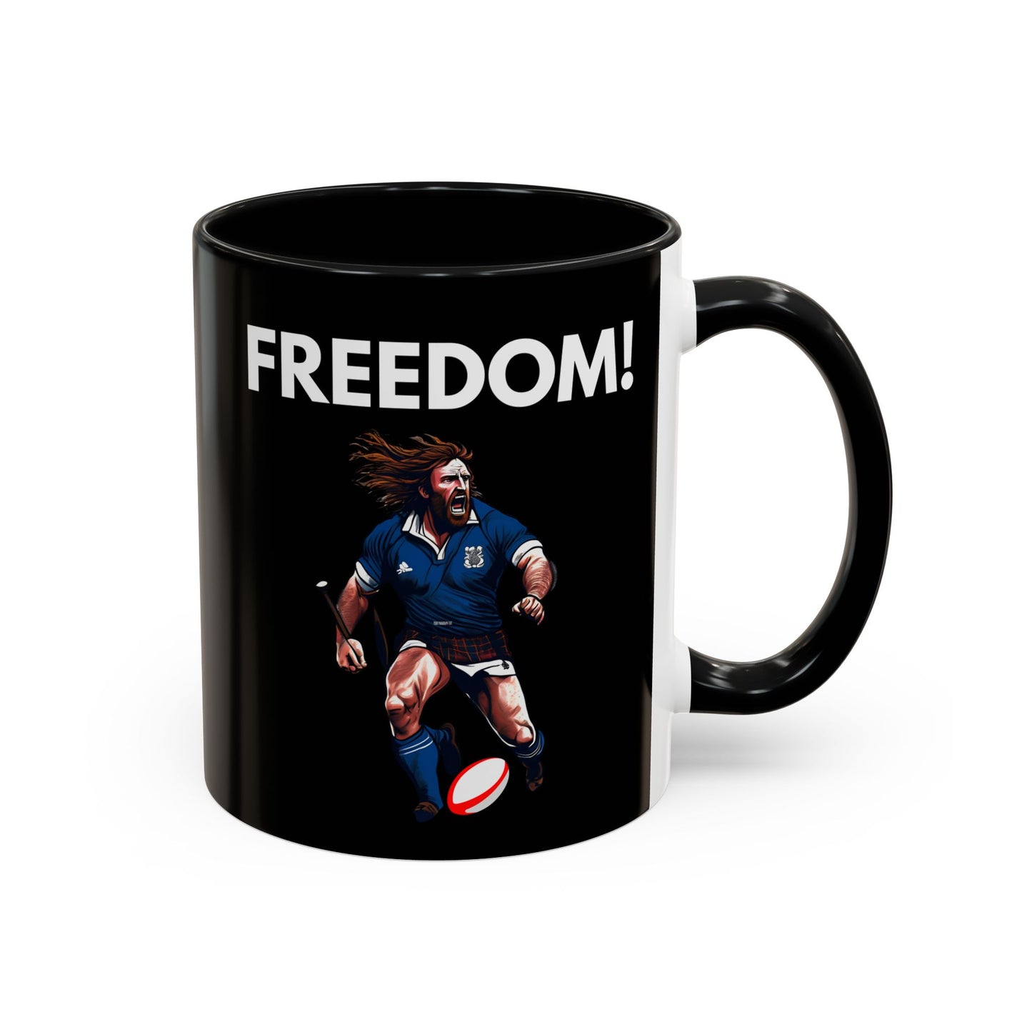 Freedom! William Wallace Themed Scotland Rugby Black 11oz Mug