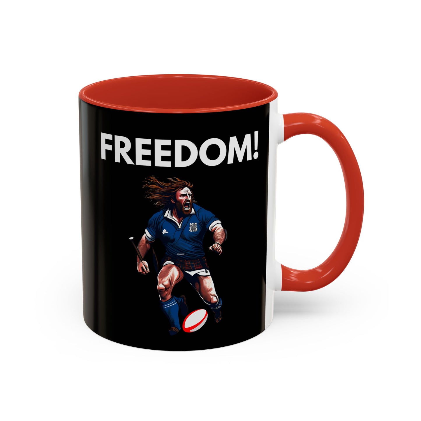 Freedom! William Wallace Themed Scotland Rugby Black 11oz Mug