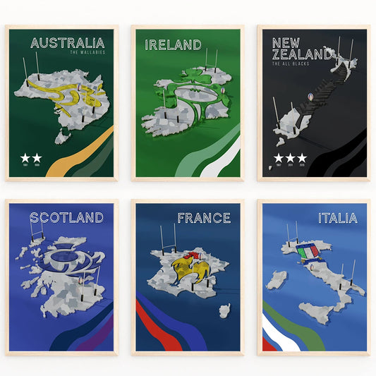 Rugby National Poster Canvas Printing Poster - Australia, Ireland, New Zealand, France, Scotland, Italy, Japan