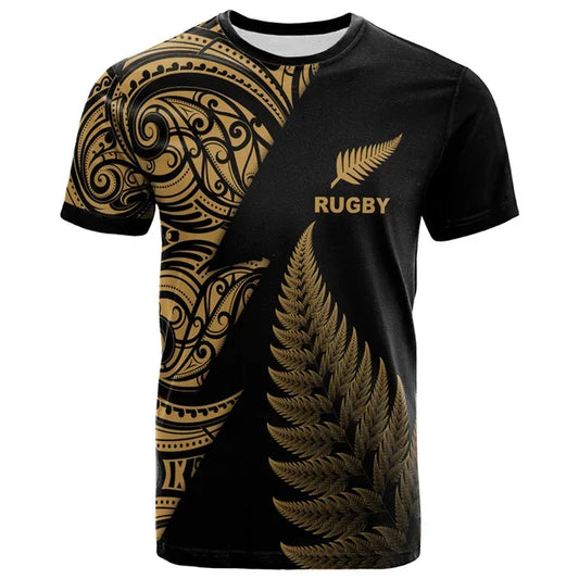 New Zealand Men's Maori Gold Rugby T-Shirt