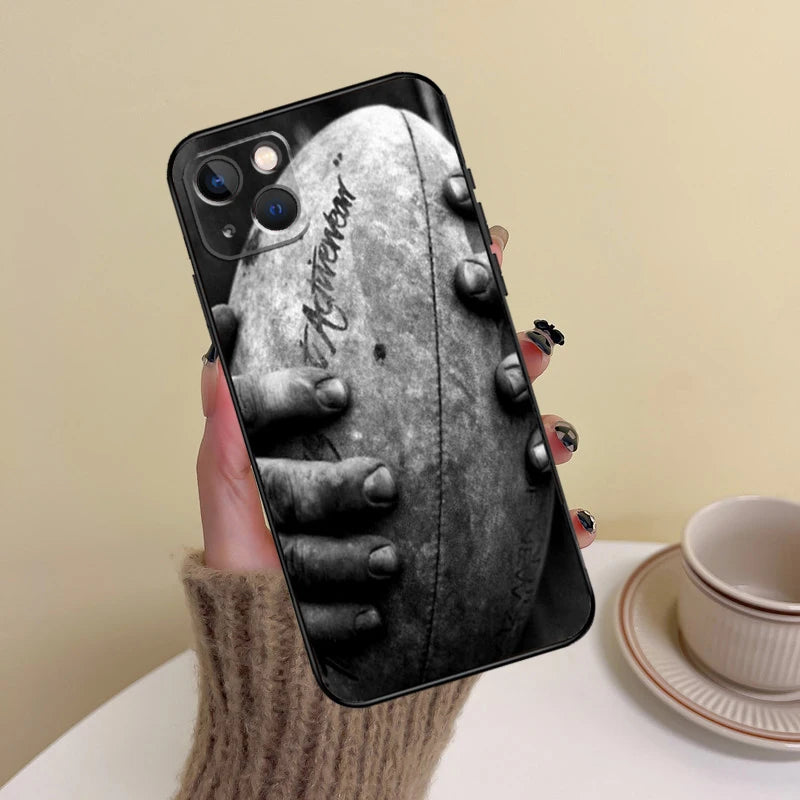 Rugby Ball Held B&W iPhone Case