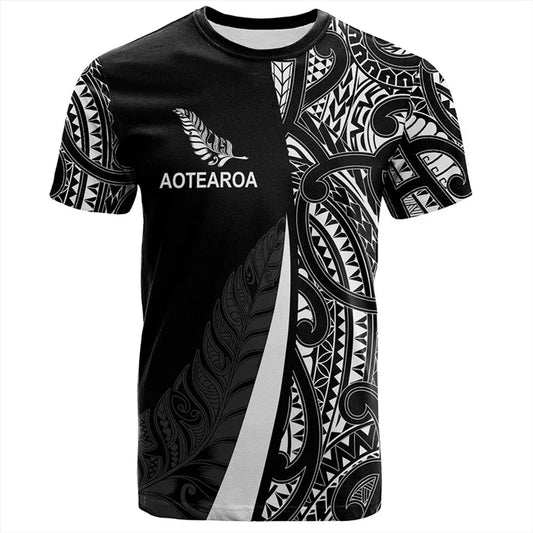 New Zealand Men's AOTEAROA Leaf Rugby Tribal T-Shirt