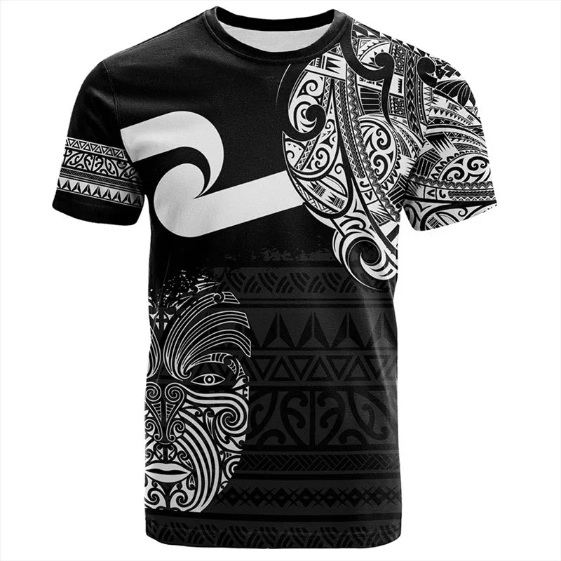 New Zealand Maori Face Mask Rugby Men's T-Shirt