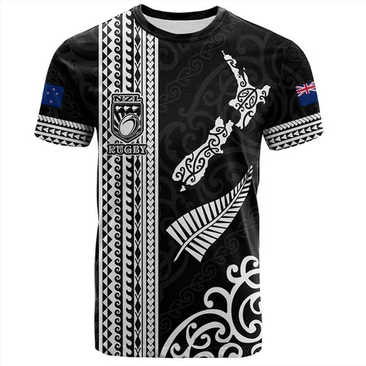 New Zealand Men's Tribal Art Rugby T-Shirt