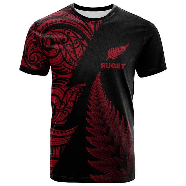 New Zealand Red Maori Mens Rugby T-Shirt